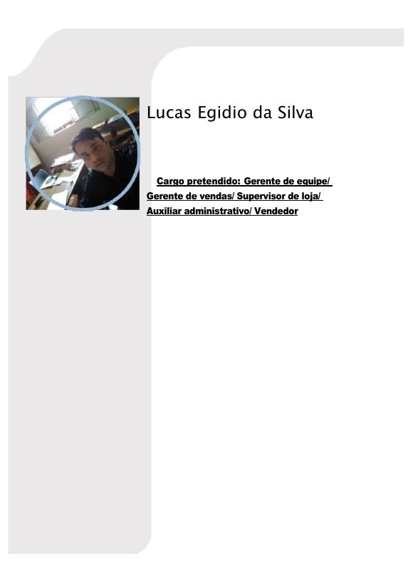 Currículo de Lucas Egidio, página 1